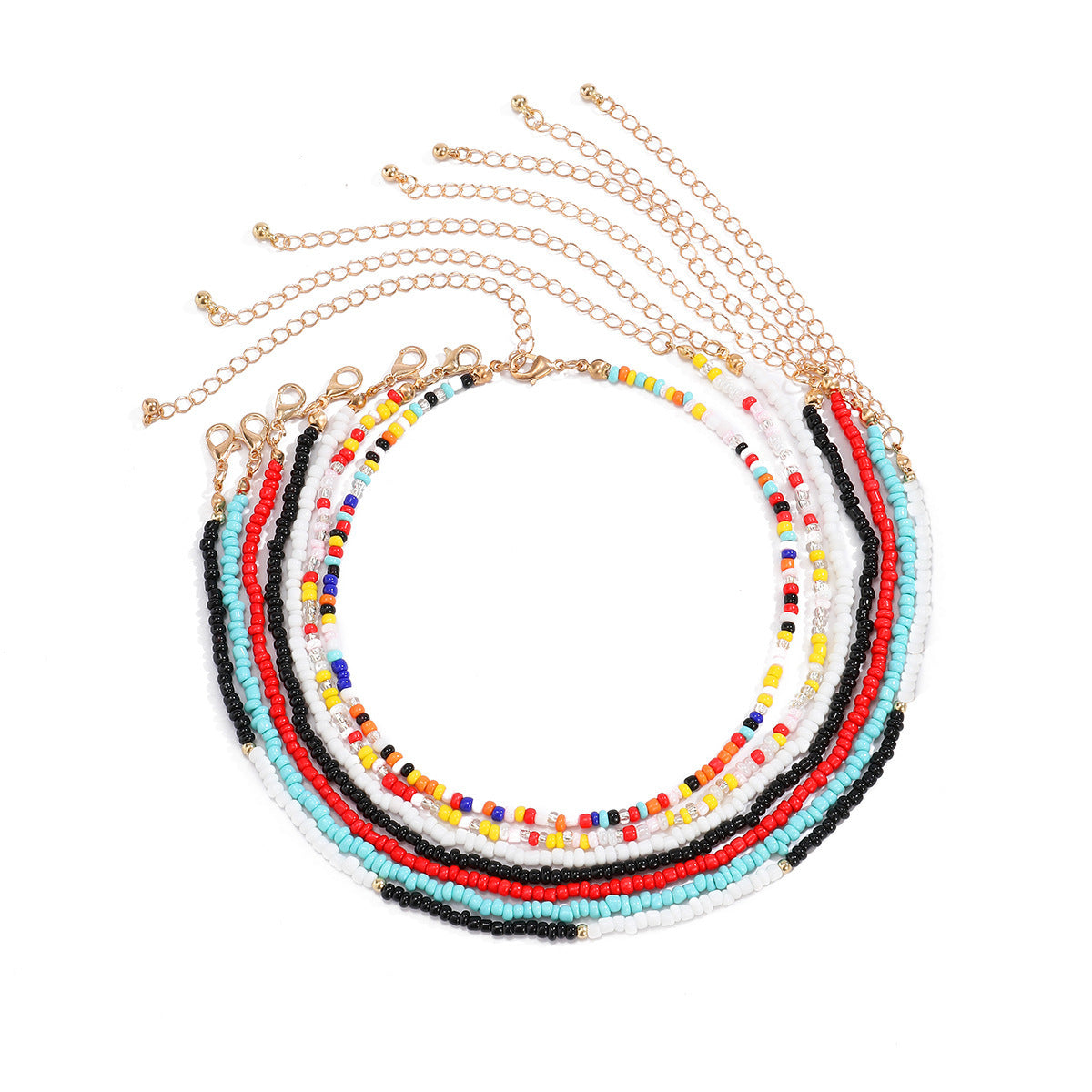Collar de arroz de color mixto con cuentas hechas a mano al por mayor